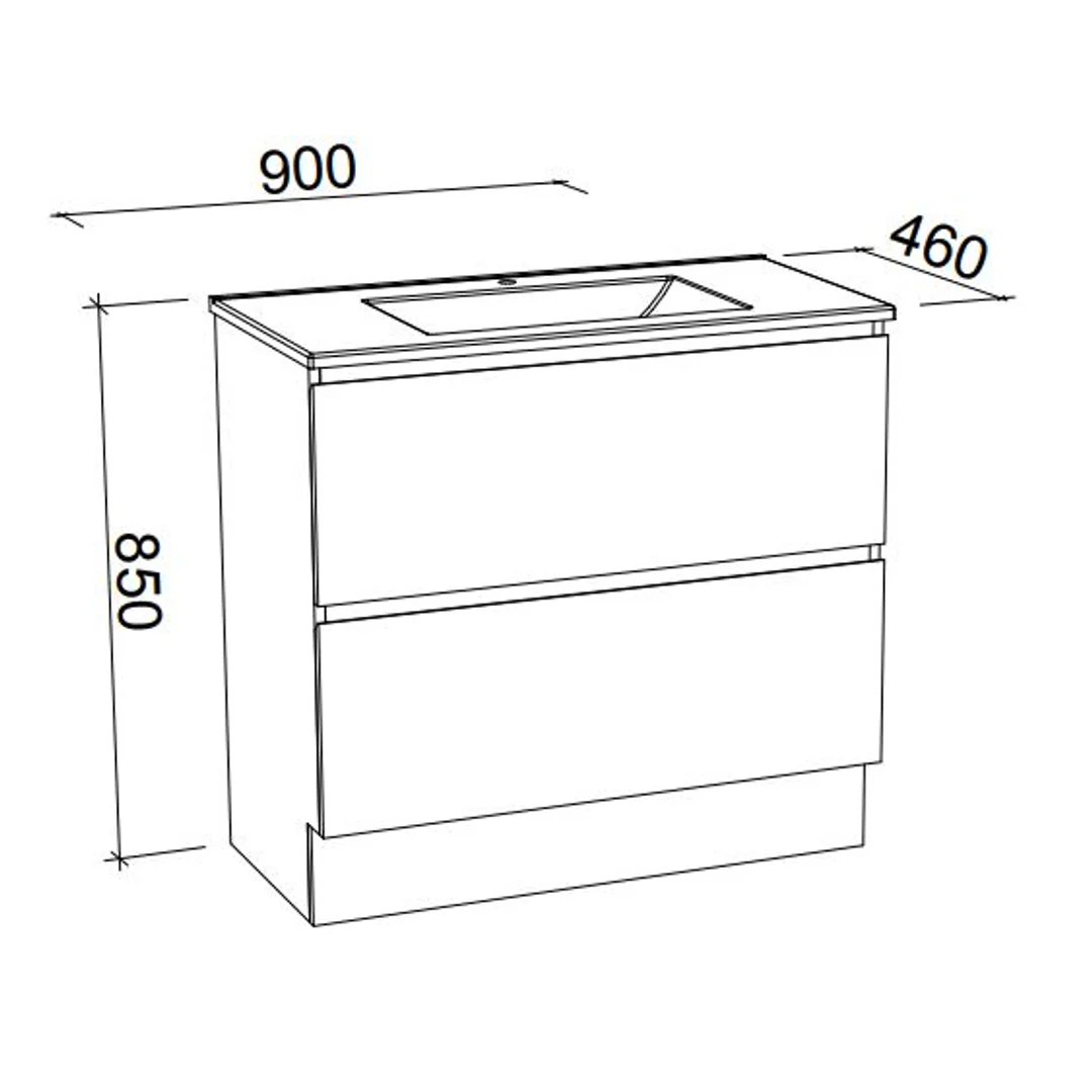 Timberline Nevada Plus Freestanding Vanity 900 Silksurface White Gloss Undercounter Basin - Image 4
