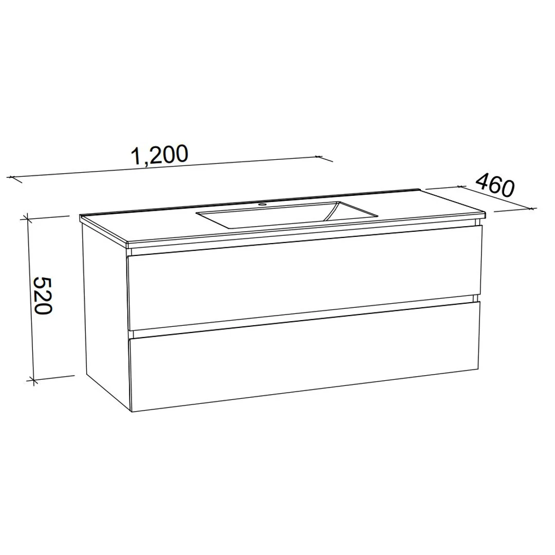 Timberline Nevada Plus Vanity 1200mm Silksurface White Gloss Undercounter Basin Wall Hung - Image 4