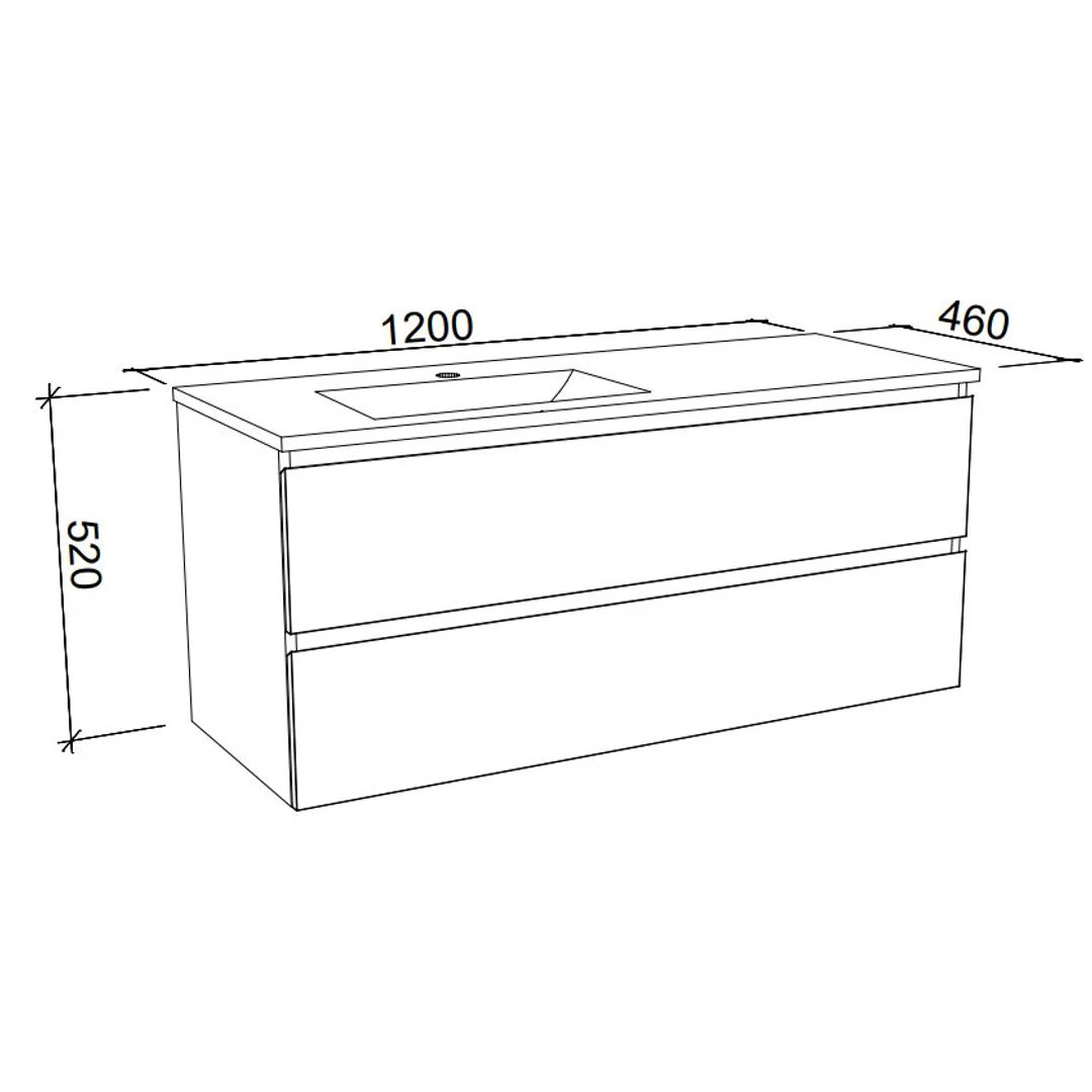 Timberline Nevada Plus Wall Hung Vanity 1200mm with Alpha Ceramic Top - Image 3