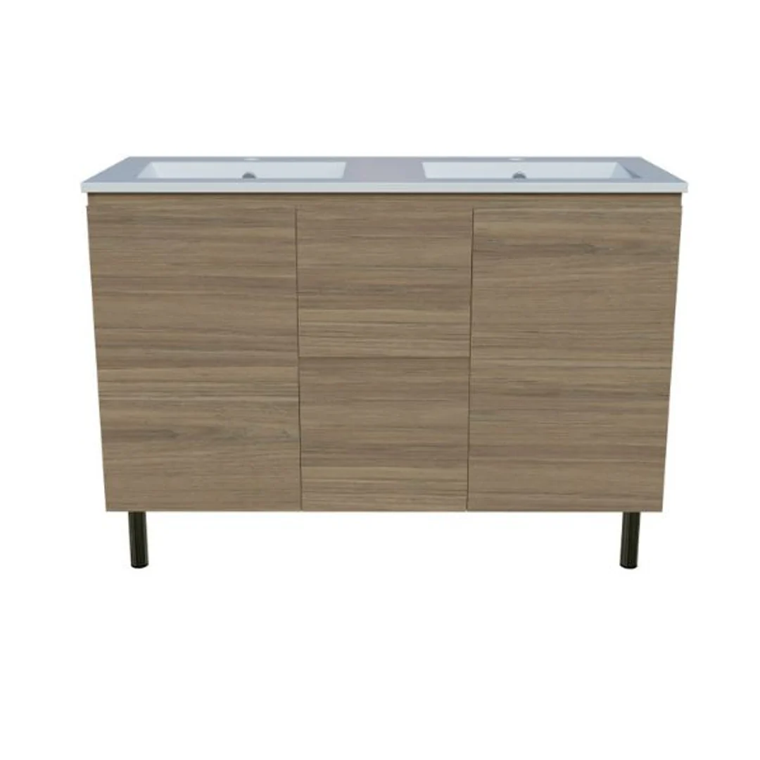 Timberline Nevada Vanity 1200 Double Bowl Alpha Ceramic Top On Legs - Image 2