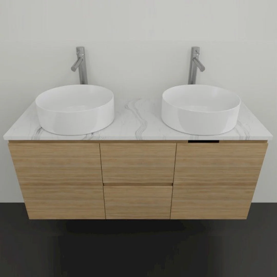 Timberline Nevada Vanity 1200 Silksurface Top Dbl Wg Ceramic Basin Wall Hung - Image 2