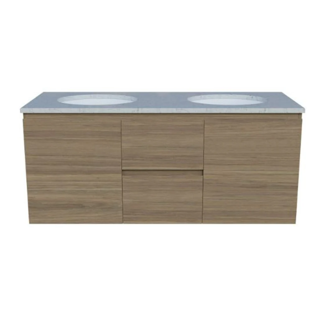 Timberline Nevada Vanity 1200 Silksurface Top Dbl Wg Um Ceramic Basin Wall Hung - Image 2