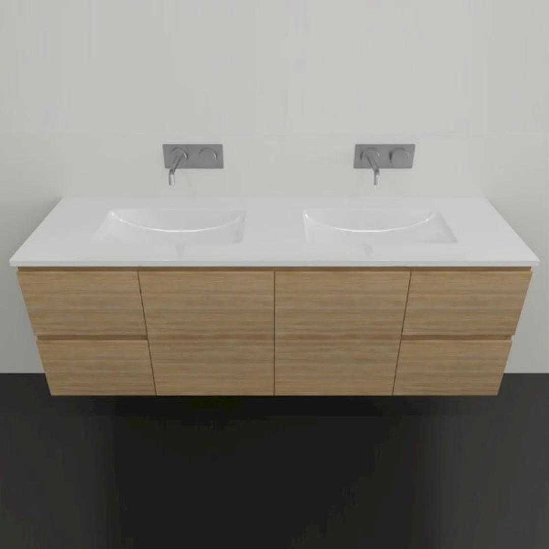 Timberline Nevada Vanity 1500mm Double Bowl Alpha Top Wall Hung - Image 2