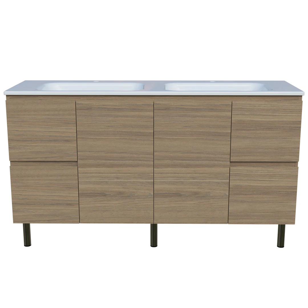 Timberline Nevada Vanity 1500mm Double Bowl Stadium Top On Legs