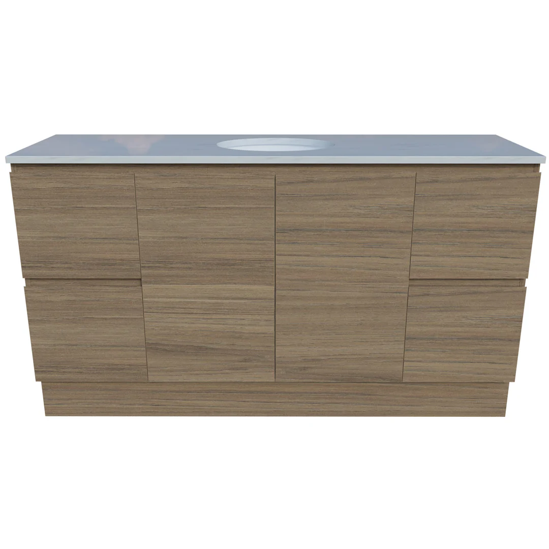 Timberline Nevada Vanity 1500mm Left Wg Basin Silksurface Uc Top Floor Standing