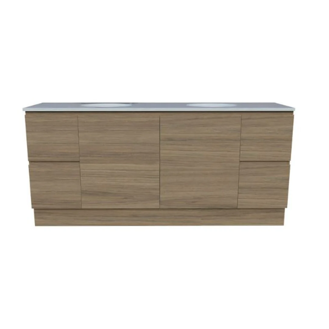 Timberline Nevada Vanity 1800 Dbl Bowl Silksurface White Gloss U/C Basin F/Stand - Image 2