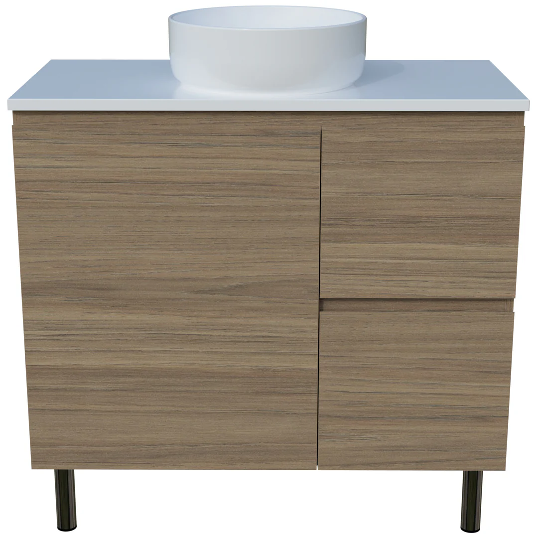 Timberline Nevada Vanity 900mm Right Wg Basin Silksurface Ac Top On Legs