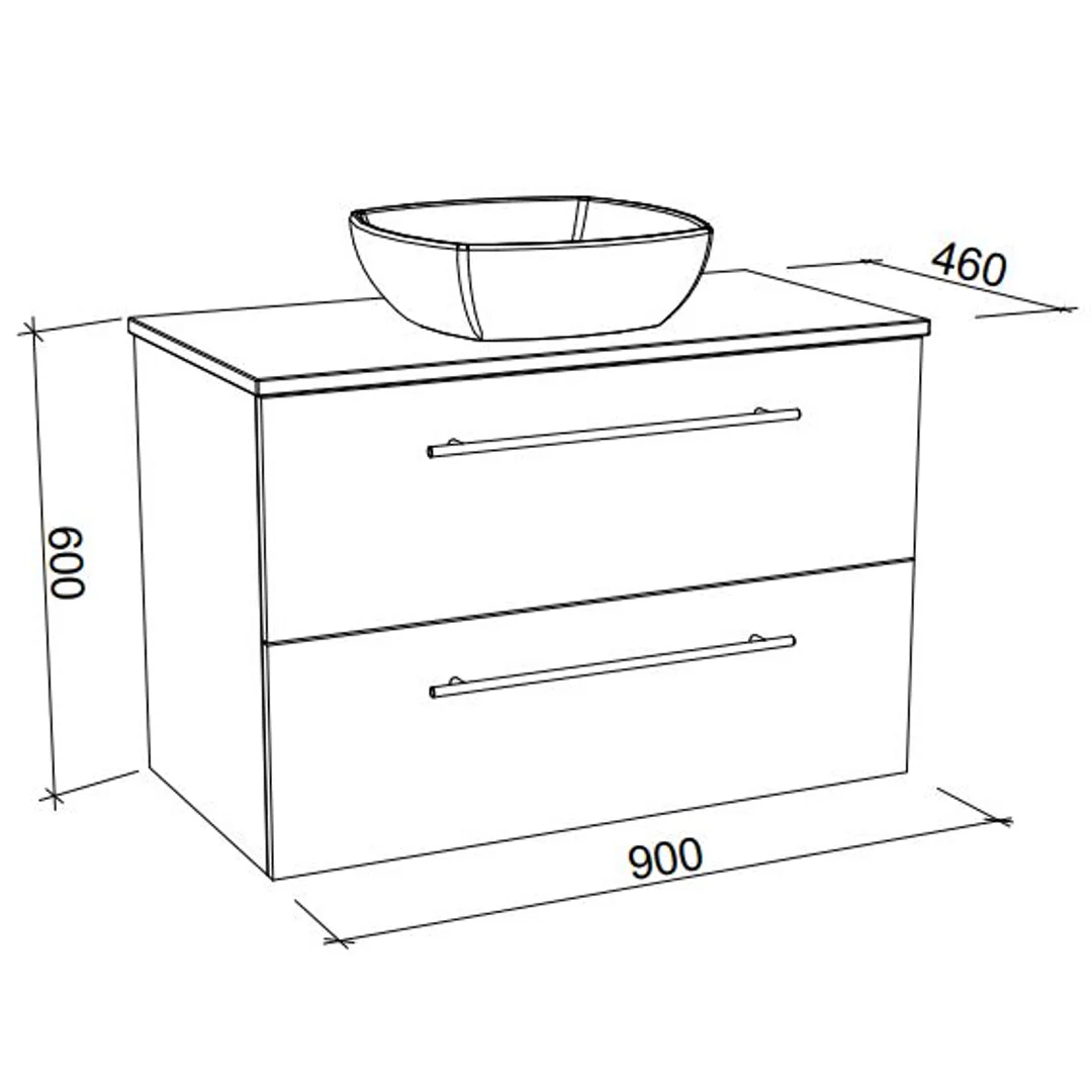 Timberline Oxbow W/H 900 Vanity 20mm Silk Surafce Top Less Basin - Image 4