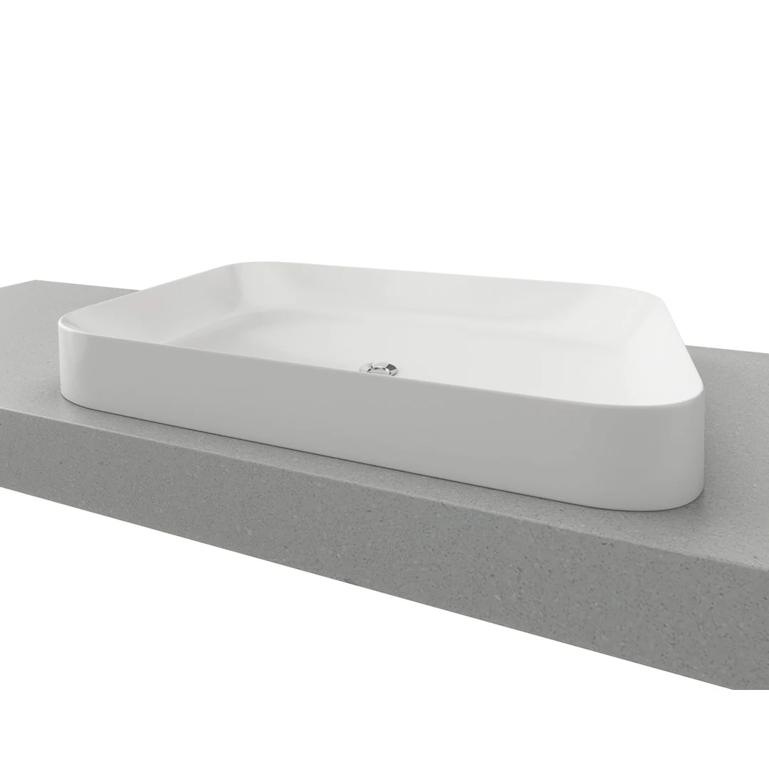 Timberline Rome Ceramic Semi Inset Basin Gloss White - Image 3