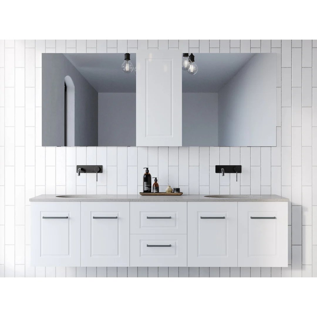 Timberline Victoria Wall Hung Vanity 1800mm Double Bowl