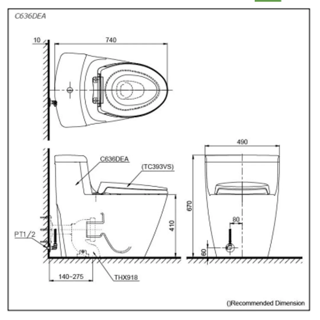 TOTO One Piece Toilet Bowl Body Cct C636Dea#Xw - Image 2