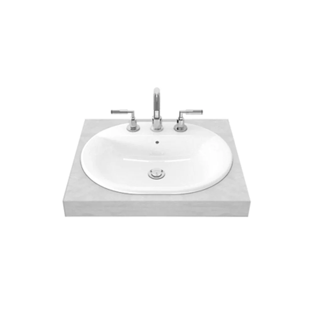 TOTO Self-Rimming Lavatory 595W X 485D 3 Tap Holes LW899J