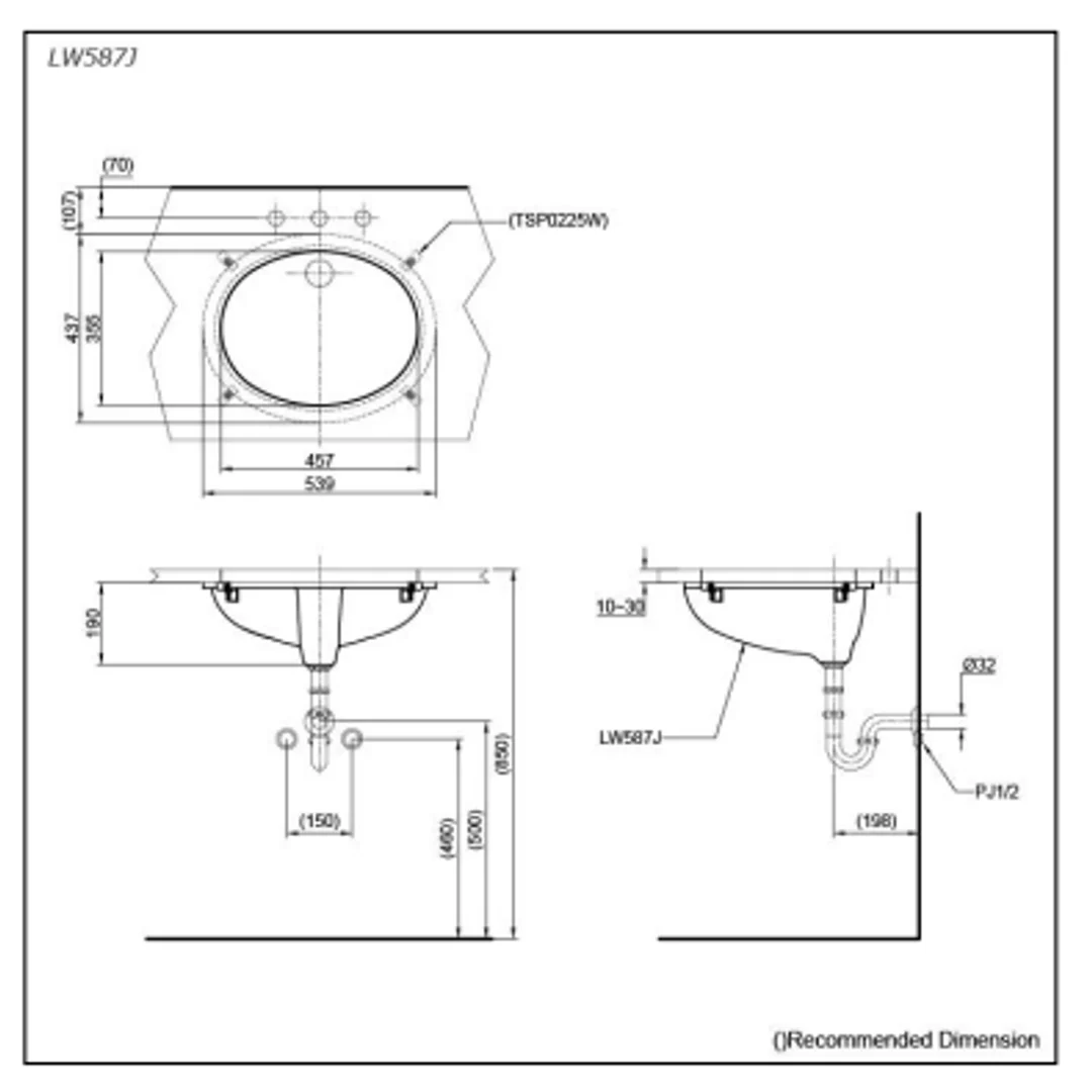 TOTO Under Counter Lavatory LW587J#W - Image 2
