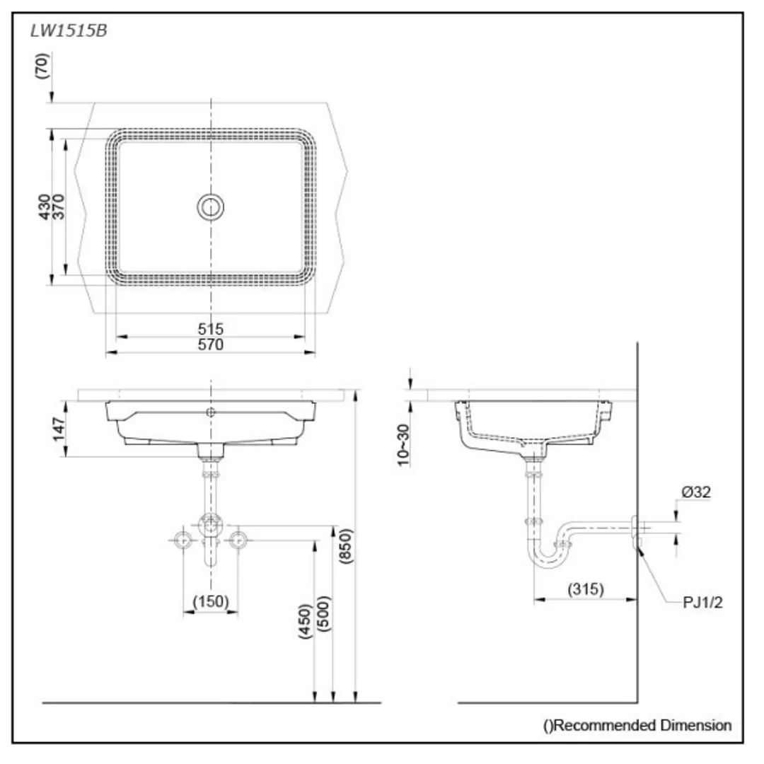 TOTO Under Counter Lavatory LW1515B#W - Image 2