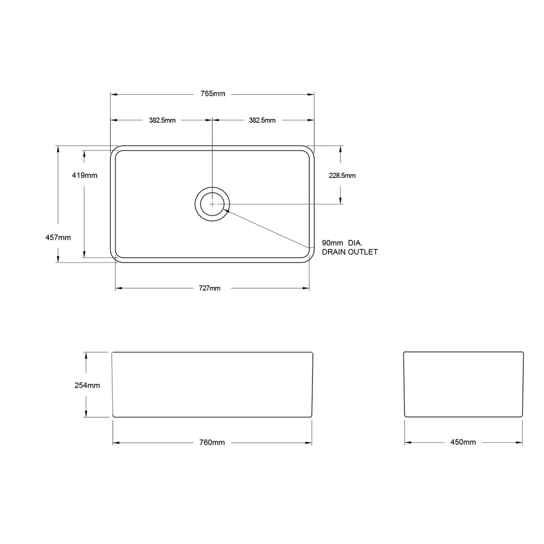 Turner Hastings Novi 75 X 46 Fine Fireclay Butler Sink - Matte Black - Image 3