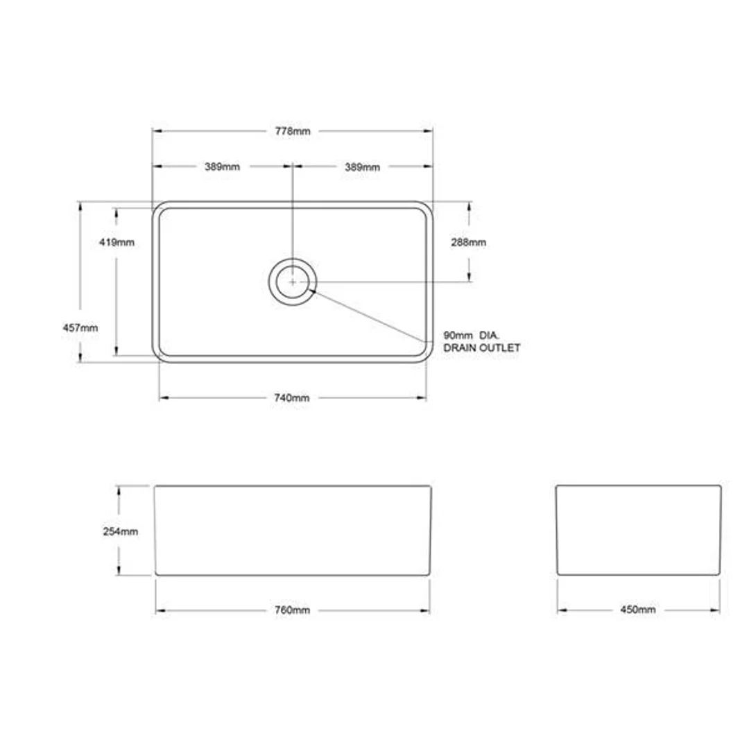 Turner Hastings Novi 75 X 46 Fine Fireclay Butler Sink - Matte Black - Image 4