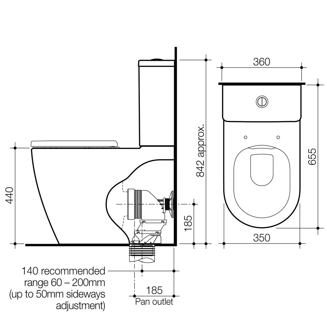Urbane II CleanflushÂ® Wall Faced Close Coupled Toilet Suite (With GermgardÂ®) - Image 6