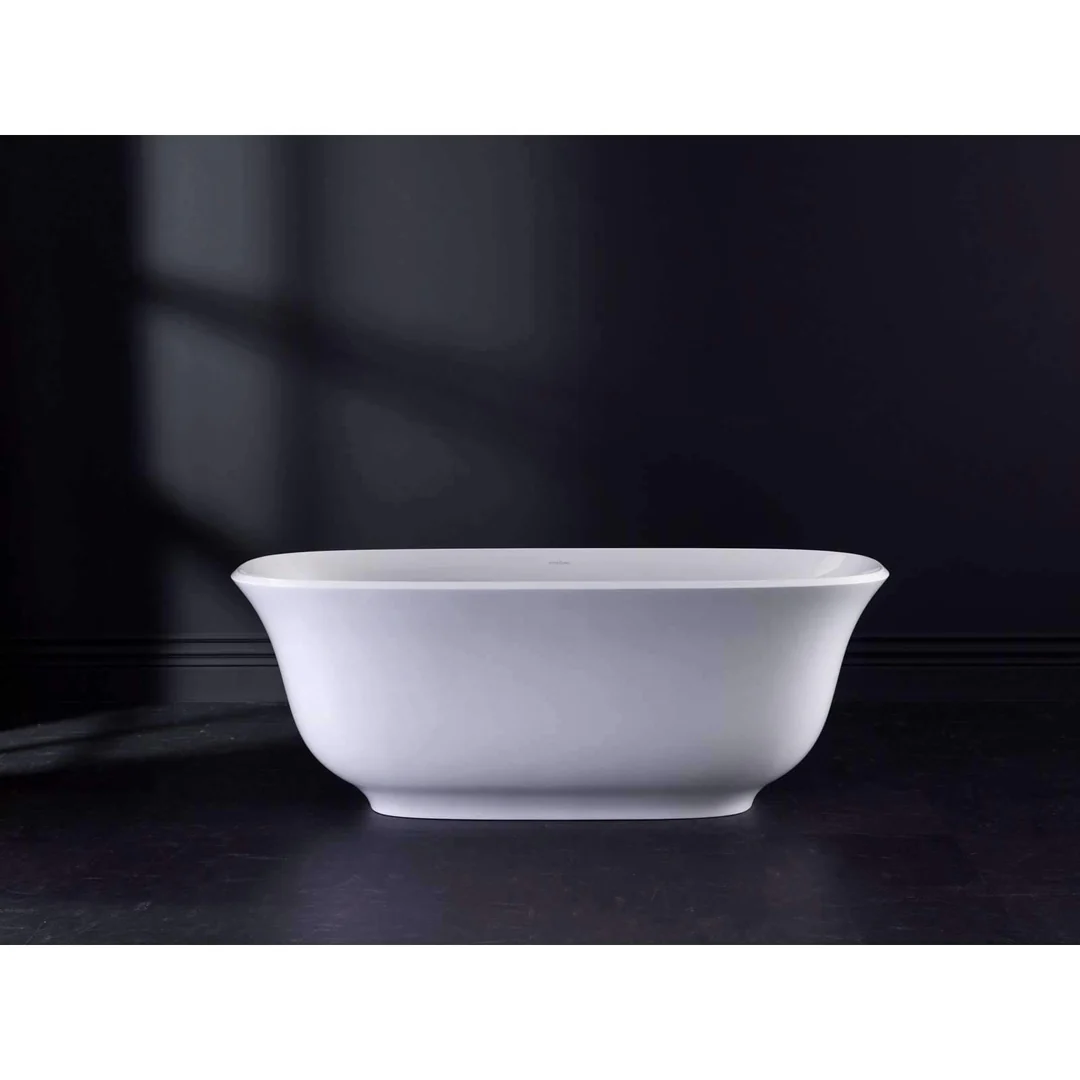 V+A Amiata Freestanding Bath No Overflow Quarrycast White 1645mm - Image 2