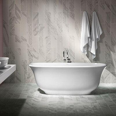 V+A Amiata Matte Stone Freestanding Bath No Overflow Quarrycast White Matte 1645mm - Image 3