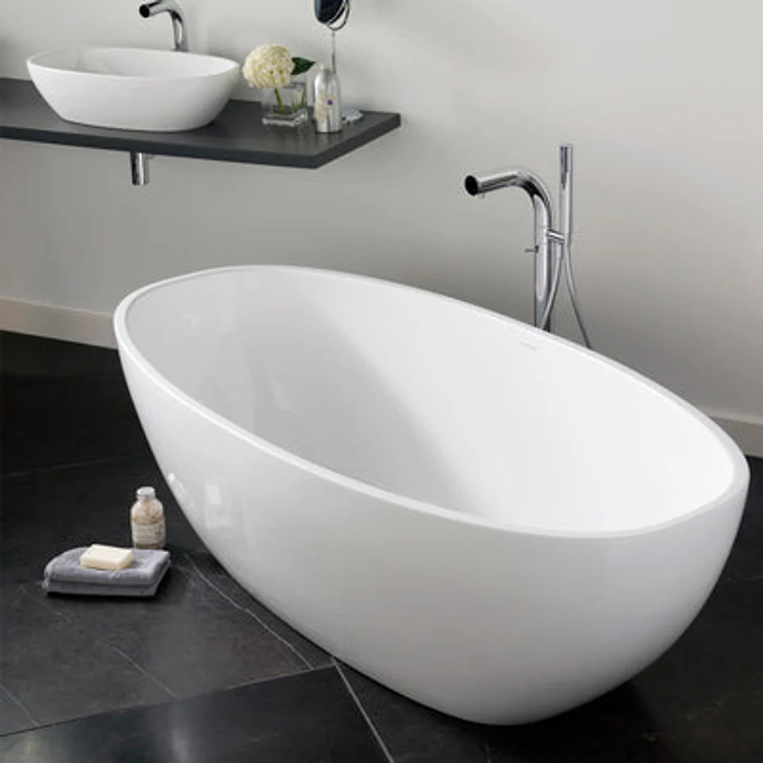 V+A Barcelona Matte Stone Freestanding Bath Quarrycast White Matte 1785mm