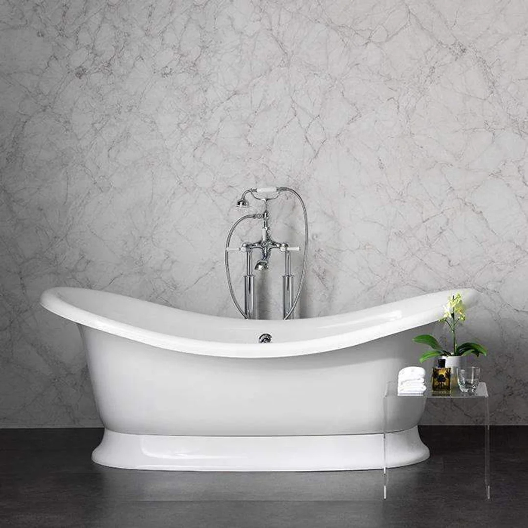 V+A Marlborough Freestanding Bath Quarrycast White 1901mm - Image 2