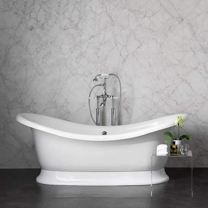 V+A Marlborough Freestanding Bath Quarrycast White 1901mm - Image 3