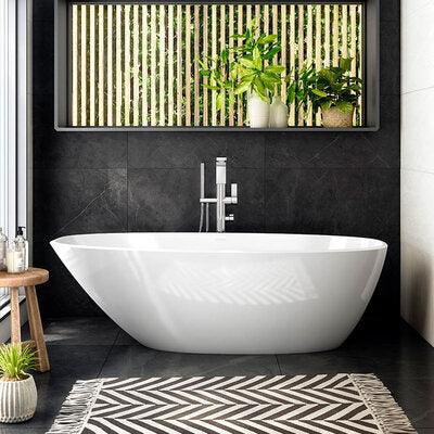 V+A Mozzano 2 Freestanding Bath With Void No Overflow Quarrycast White 1685mm - Image 3