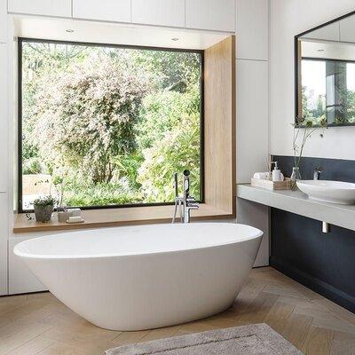 V+A Mozzano Matte Stone Freestanding Bath No Overflow Quarrycast White Matte 1645mm - Image 3