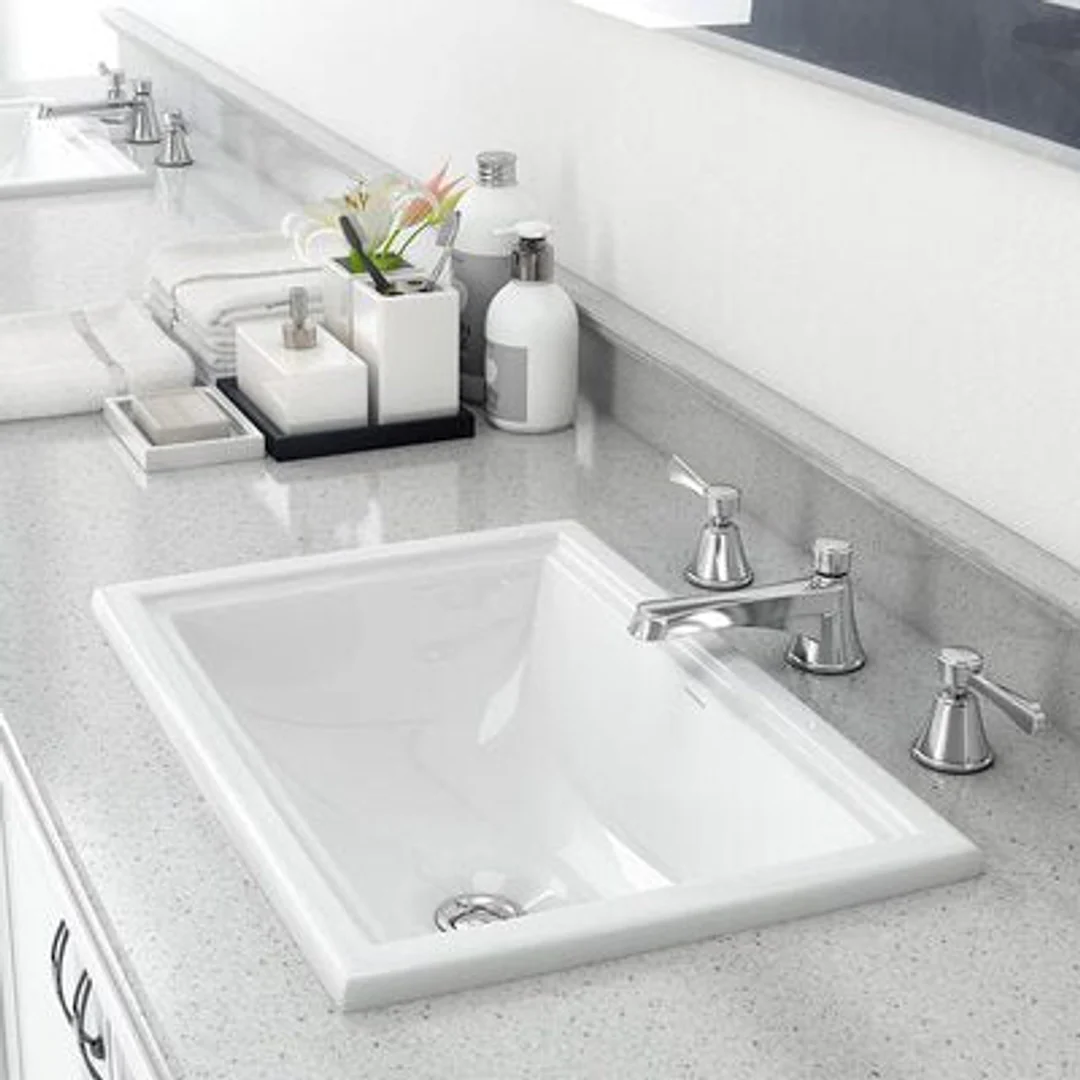 V+A Pembroke 52 Recessed Basin Internal Overflow Quarrycast White - Image 2
