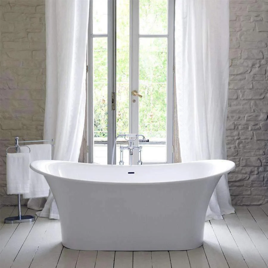 V+A Toulouse Freestanding Bateau Bath No Overflow Quarrycast White 1800mm - Image 3