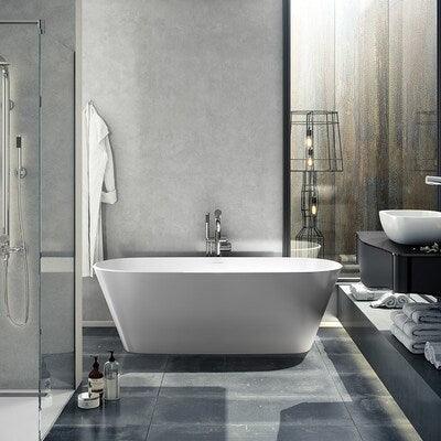 V+A Vetralla 2 Matte Stone Freestanding Bath Quarrycast White Matte 1650mm - Image 3