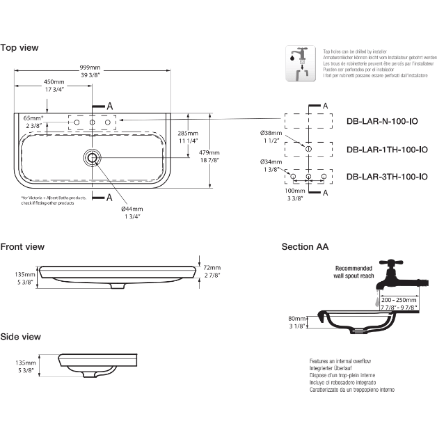 Victoria+Albert - Lario 100 Solo - Recessed Basin - White - Image 6