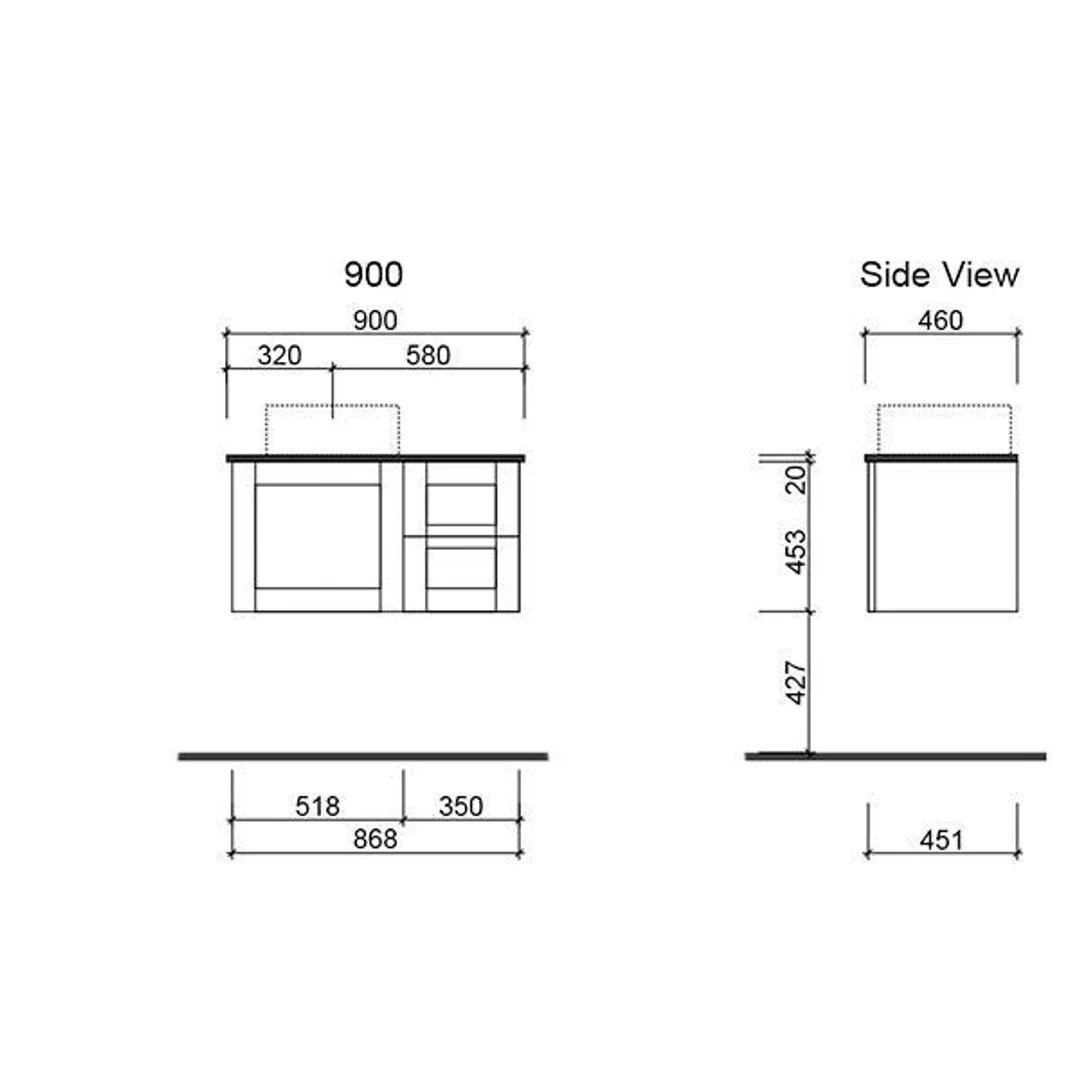 Victoria Vanity 1200mm Alpha Ceramic Top Wall Hung(Timberln P#:V12Aw) - Image 2