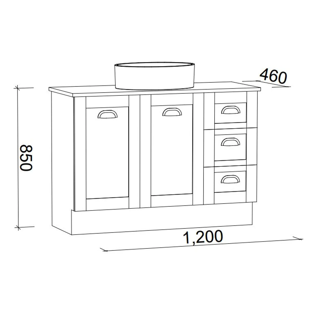 VICTORIA VANITY 1200MM CABINET ONLY  FLOOR STANDING(TIMBERLN P#:V12XF) - Image 2