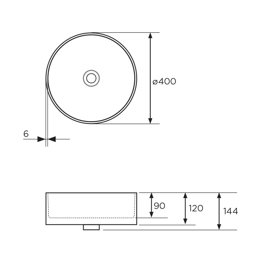 Streamline Arcisan Xoni 40 Dia Thin Round Above Counter Basin - Matt White - Image 3