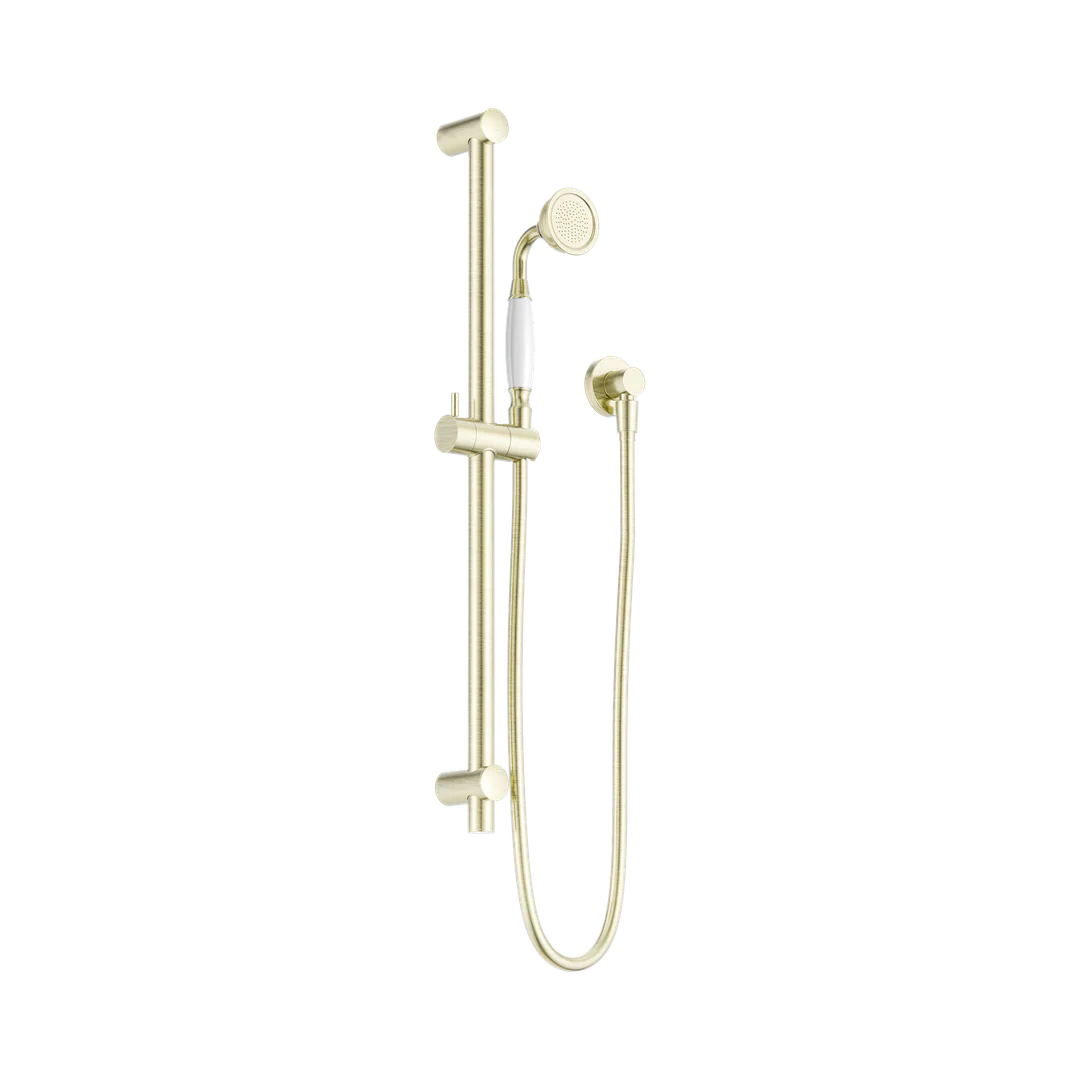 York Nero Shower Rail With White Porcelain Hand Nero Shower - Agred Brass