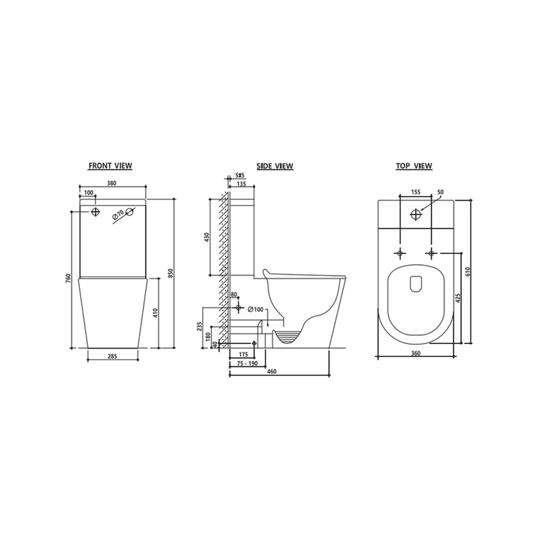 Zumi Sandra Rimless Space Saver Wall Faced Toilet Suite - Image 4