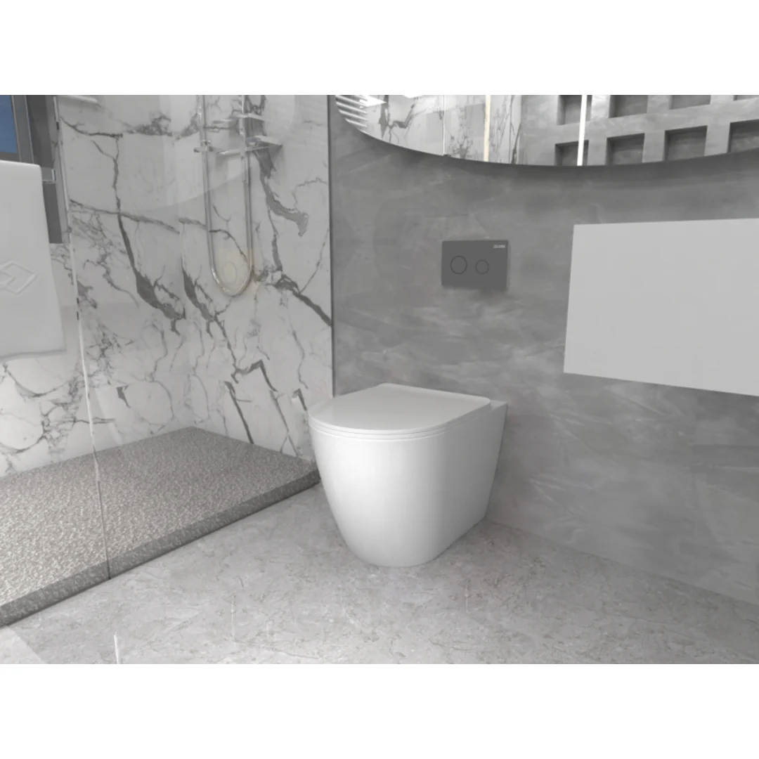 Zumi Venus In Wall Toilet Package Square Gun Metal Flush Plate